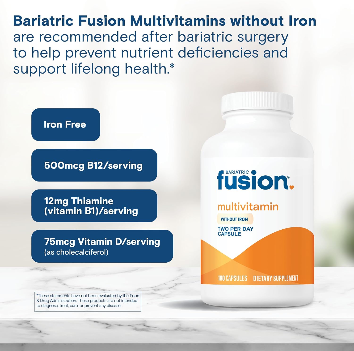 Bariatric Fusion Multivitamínico Bariátrico Sin Hierro - 1 Año de Suministro