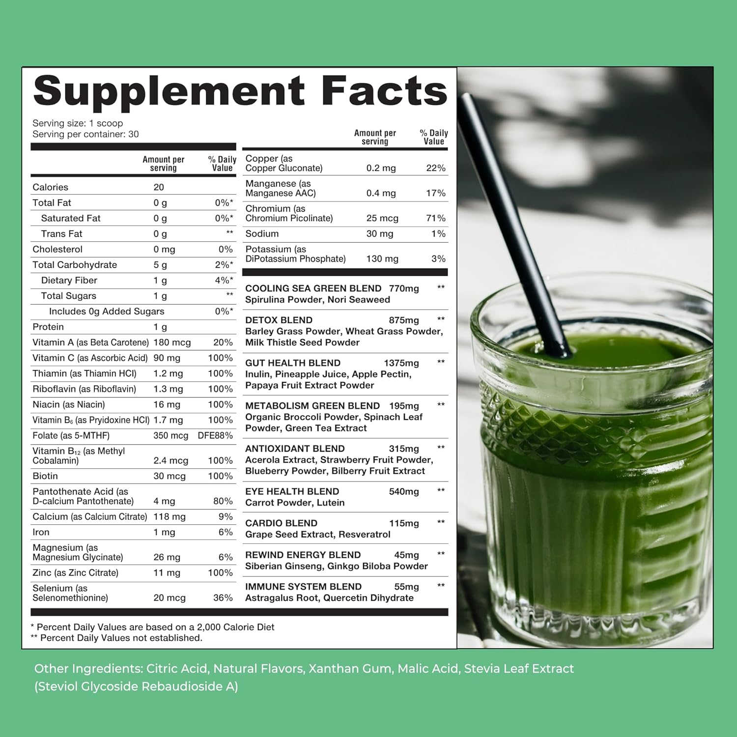 Rewind Best Tasting Super Greens Powder – Piña – 40+ Superfoods con Vitaminas y Minerales