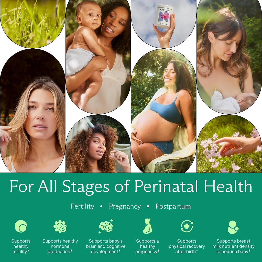 Needed. Multivitamínico Prenatal | Cápsulas para Embarazo, Lactancia y Postparto | Fórmula Completa con Metilfolato, Colina y Vitamina D3 | 90 Cápsulas (30 Días)