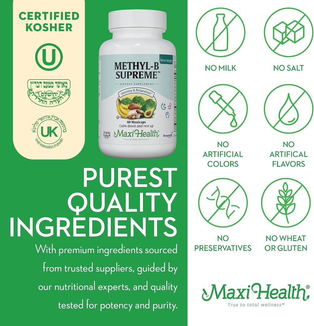 Stress B Complex – B Vitamin Complex with Methylated B12, B6, Folate, and Biotin – 60 Capsules