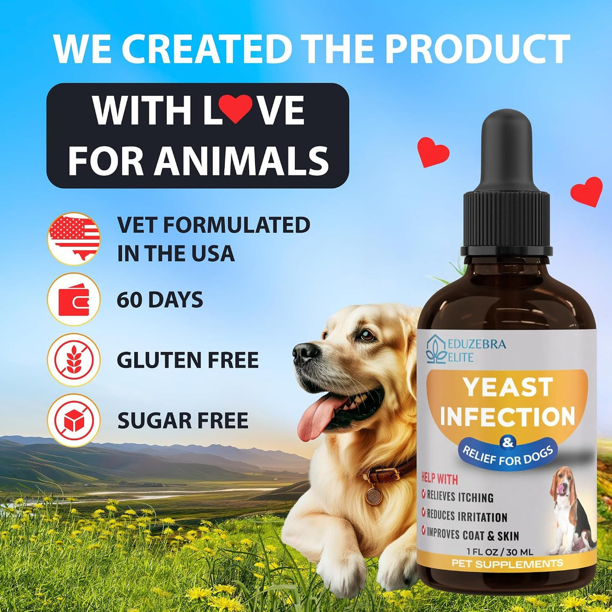 Tratamiento para infecciones por levaduras en perros - Alivio del picor y la irritación - Fórmula líquida de EDUZEBRA – Image 7