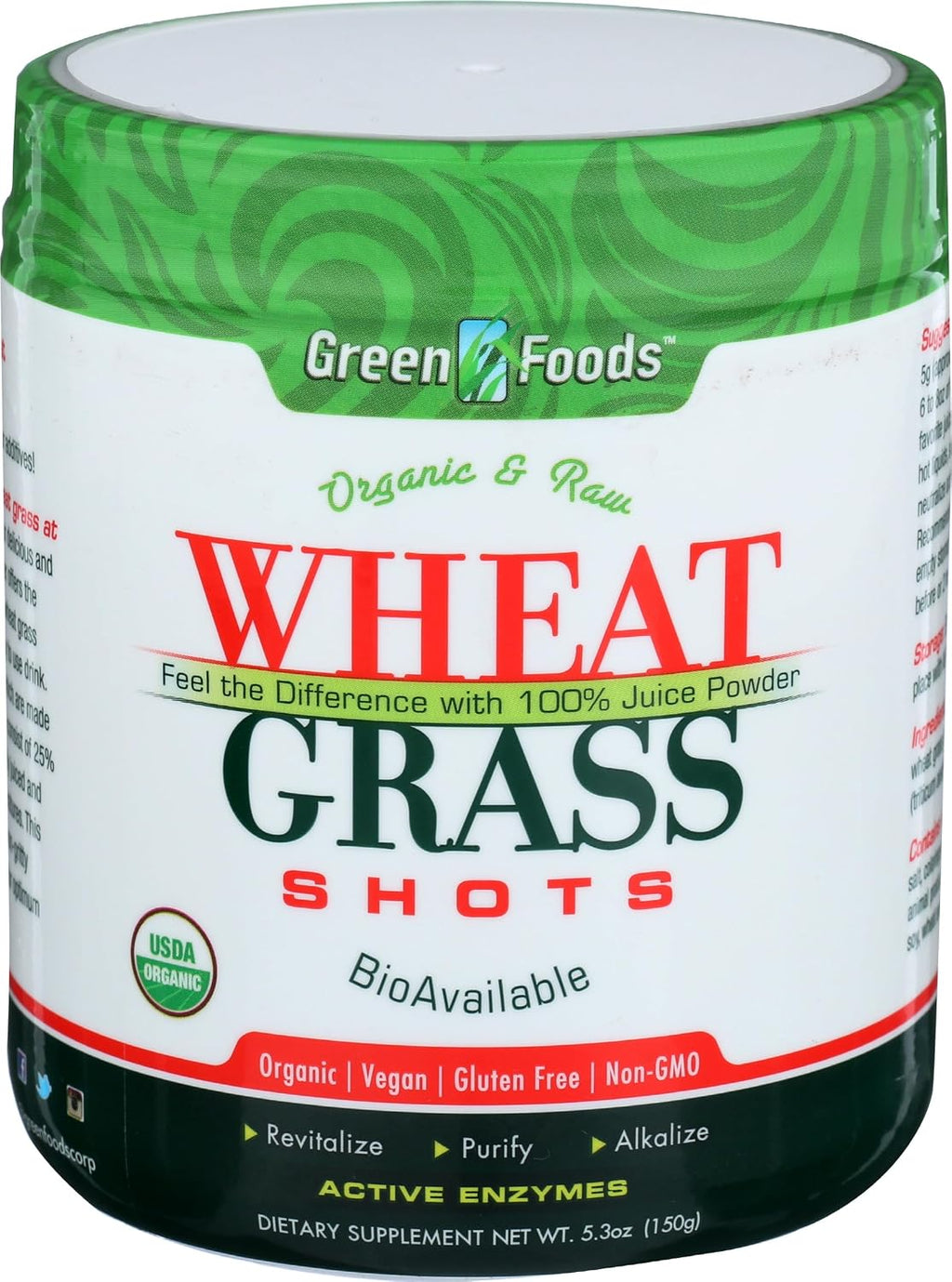 Green Foods Wheat Grass Shots, 5.3 oz – Orgánico, Vegano, Sin Gluten