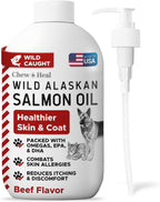 Pure Wild Alaskan Salmon Oil for Dogs - 16 oz - Sabor a Carne de Res - Aceite de Salmón para Perros