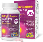 Natural Factors Methylcobalamin 10.000 mcg - Vitamina B12 metabólicamente activa - 30 comprimidos masticables