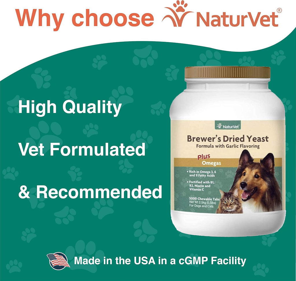 NaturVet Levadura de Cerveza con Ajo – 5000 Masticables para Perros y Gatos