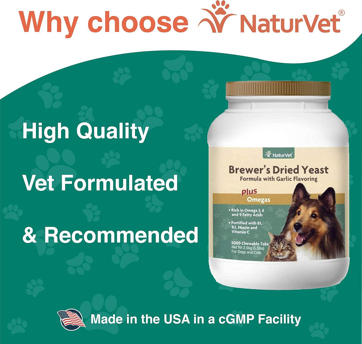 NaturVet Fórmula de Levadura de Cerveza con Sabor a Ajo – 5000 Comprimidos Masticables para Perros y Gatos – Image 4