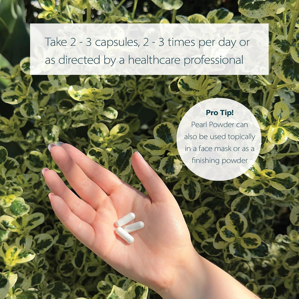 Dragon Herbs Pearl Powder - Pure Pearl Capsules for Beauty, Skin, Nails, & Eyes | Natural Ingredients, Non-GMO (100 Capsules, 500mg Per Capsule)