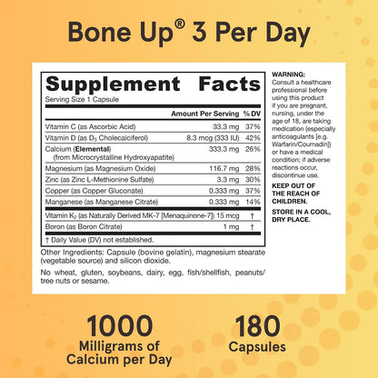 Jarrow Formulas BoneUp Three Per Day – – Calcio (como MCHA): Aporta 1000 mg de calcio por dosis diaria. El MCHA es – Image 6