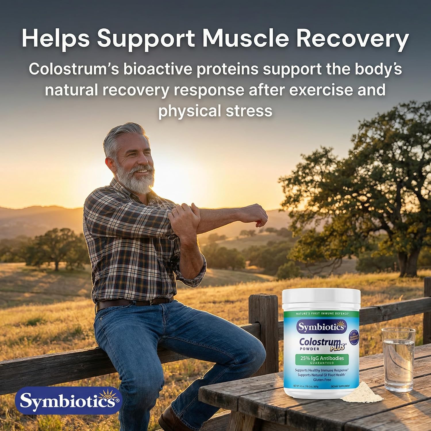 Symbiotics Calostro Plus en Polvo - 179g - 25% IgG para Inmunidad y Recuperación Muscular