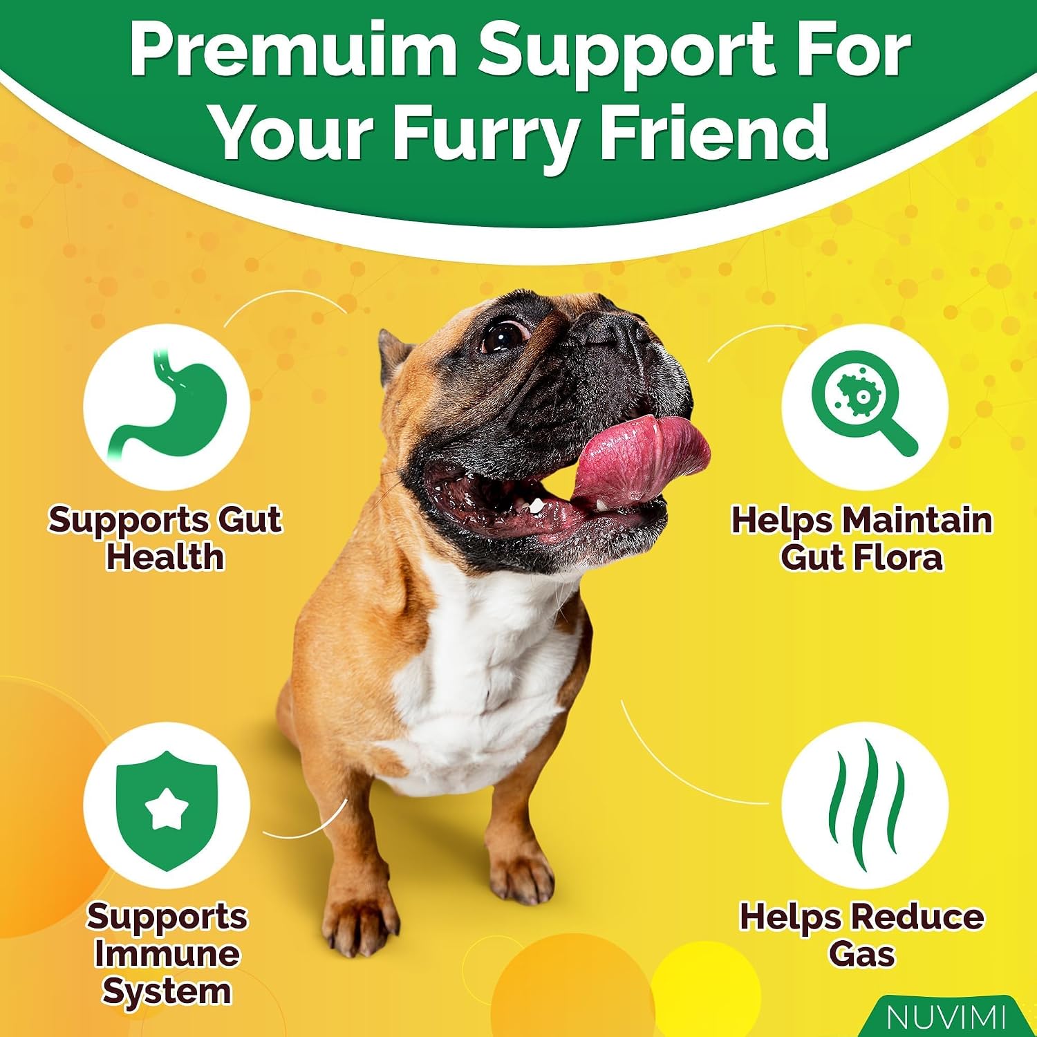 NUVIMI Probióticos para Perros con Prebióticos - 120 Comprimidos Sabor Pollo