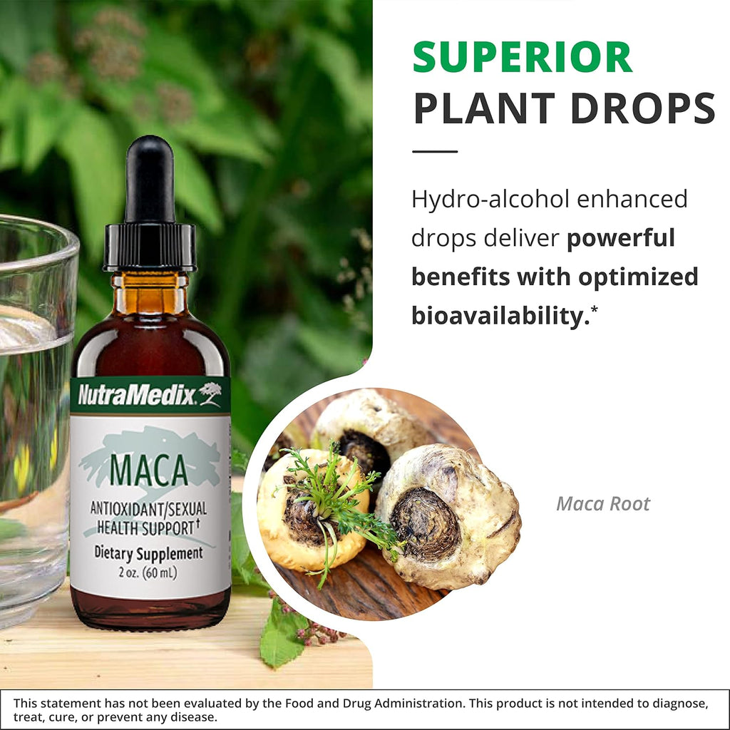 NutraMedix Maca Líquida - Complemento para el Estado de Ánimo con Extracto de Raíz de Maca Peruana - Apoyo Hormonal y Antioxidante - Vegano (60 ml)