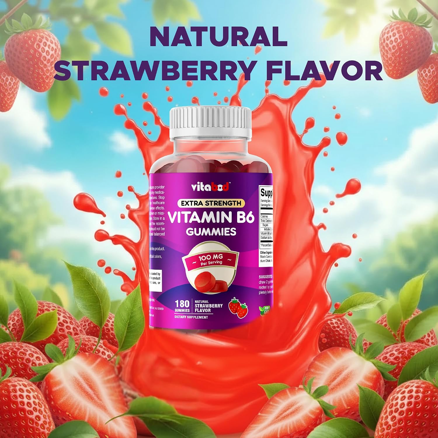 Vitabod Vitamina B6 Gomitas 100mg - 180 Gomitas de Pectina