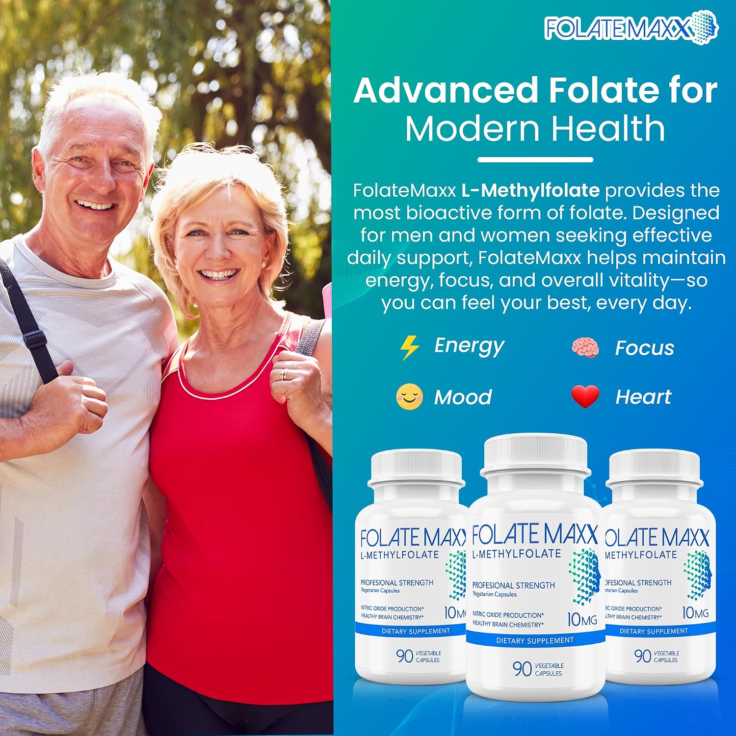 FolateMaxx L-Methylfolate 10mg, 90 Cápsulas – Metilfolato Activo 5-MTHF