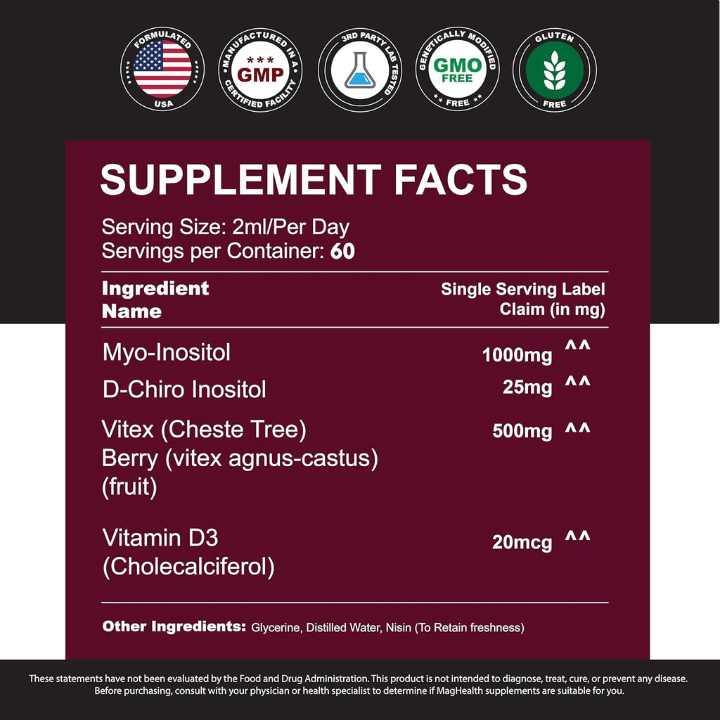 Myo-Inositol y D-Chiro Inositol Gotas Líquidas 40:1 con Vitex y Vitamina D3 - 118 ml