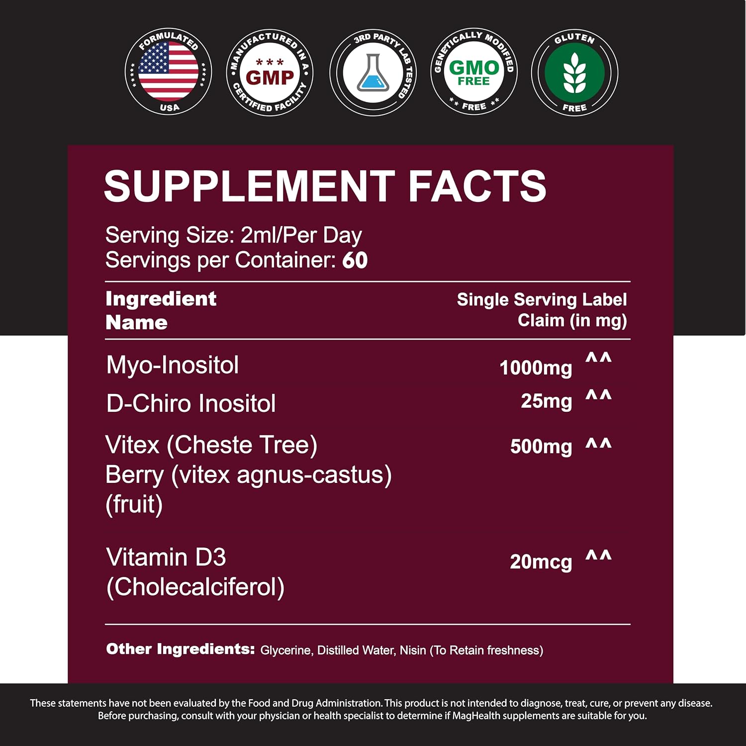 Myo-Inositol y D-Chiro Inositol Gotas Líquidas 40:1 con Vitex y Vitamina D3 - 118 ml