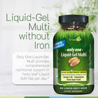 Irwin Naturals Only One Liquid-Gel Multi Iron-Free – 60 Liquid Softgels – Daily Nutritional Support