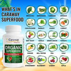 Caraway Vitamins Organic Superfoods Greens Complex - 60 Comprimidos Veganos