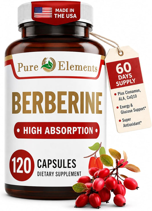 Berberina 500mg Complejo con ALA, CoQ10, Cúrcuma y Más - 60 Cápsulas