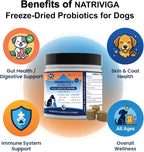 Probióticos liofilizados para perros - Apoya la salud digestiva, piel, alergias e inmunidad - con enzimas digestivas, omega-3, zinc y prebióticos - 120 masticables sabor pollo