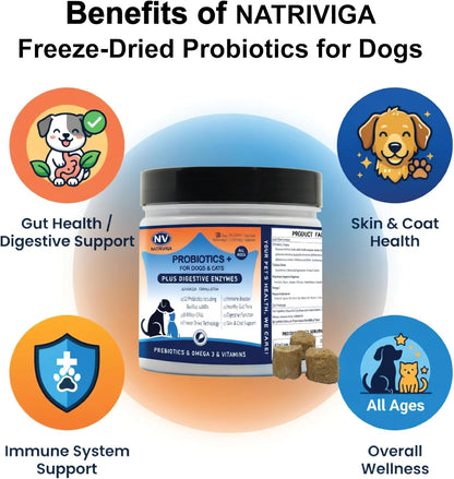 Probióticos liofilizados para perros - Apoya – Prebióticos (FOS): Sirven de alimento para los probióticos, – Image 2