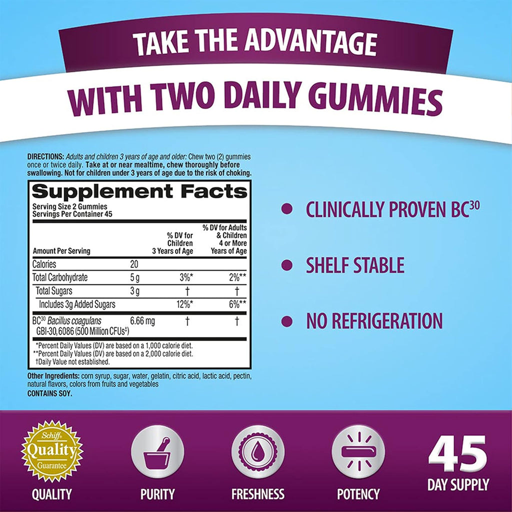 Digestive Advantage Gominolas Probióticas Diarias para Salud Digestiva e Inmunológica, Sabor Superfruit, 180 unidades (Envase de 2)