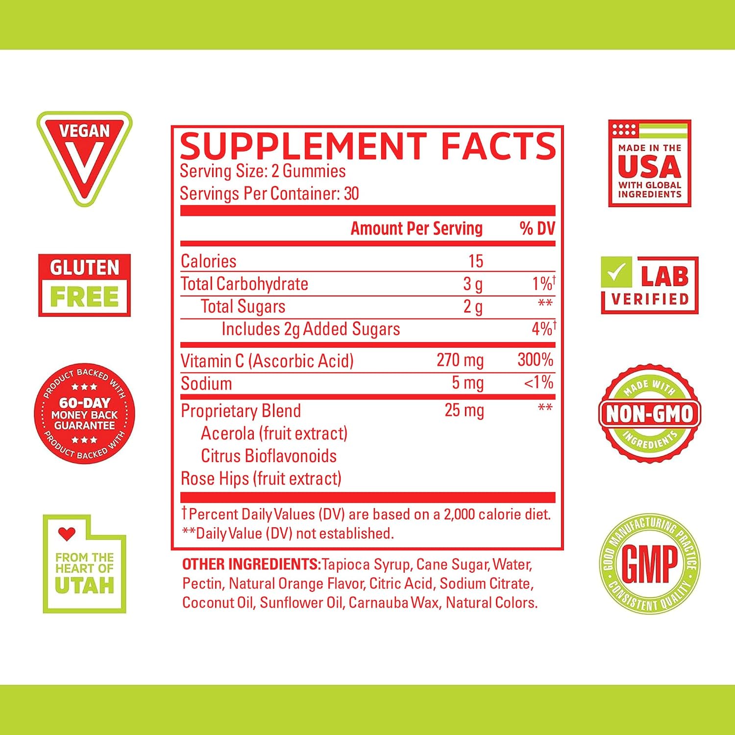 Zhou Vitamin C+ Gominolas - 270 mg de Vitamina C con Bioflavonoides y Acerola - 60 Gominolas Veganas