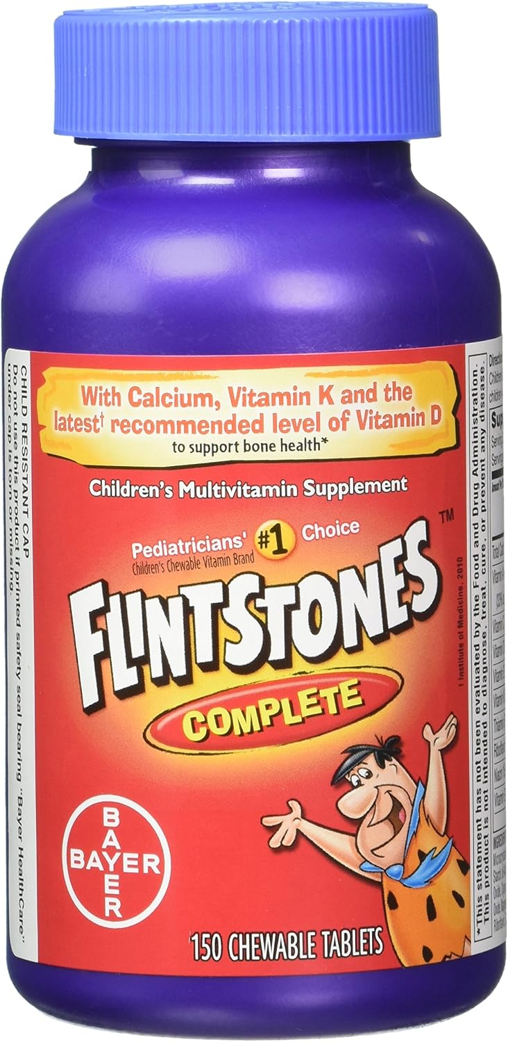 Flintstones Multivitaminas Masticables para Niños con Hierro, Calcio, Vitaminas C y D, 300 Comprimidos (Paquete de 2 x 150)
