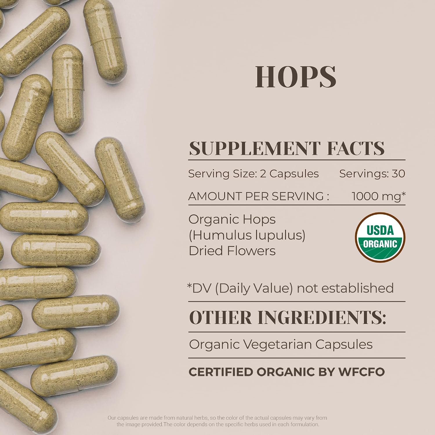 Cápsulas de Lúpulo Orgánico (Humulus lupulus) - 60 Cápsulas Vegetales de Alta Potencia