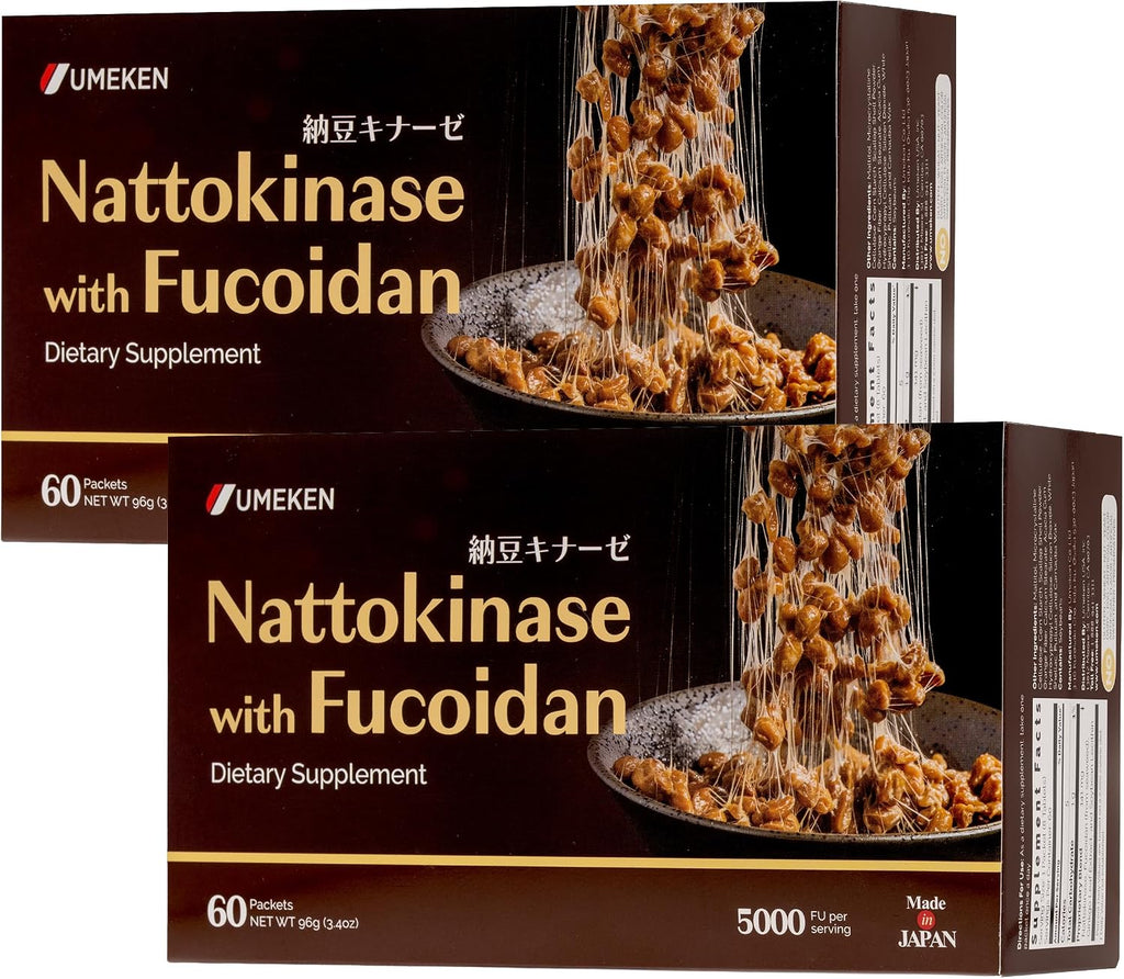 Umeken Nattokinase Plus Fucoidan - 5000 FU, 120 Cápsulas (2 Envases de 60)