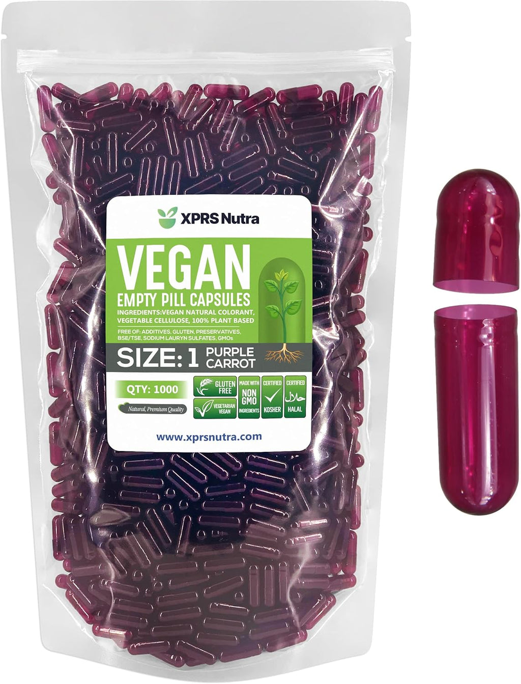 XPRS Nutra Cápsulas Vacías Tamaño 1 - 1000 Unidades Veganas