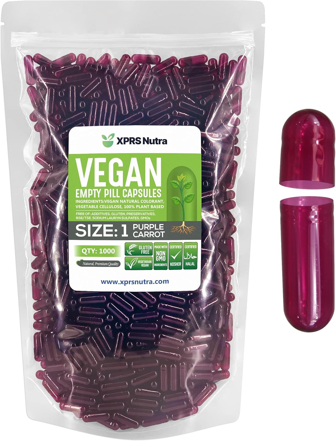 XPRS Nutra Cápsulas Vacías Tamaño 1 - 1000 Unidades Veganas