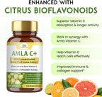 Organic Veda Amla + Cápsulas - Extracto Concentrado de Amla 20X con Vitamina C Natural