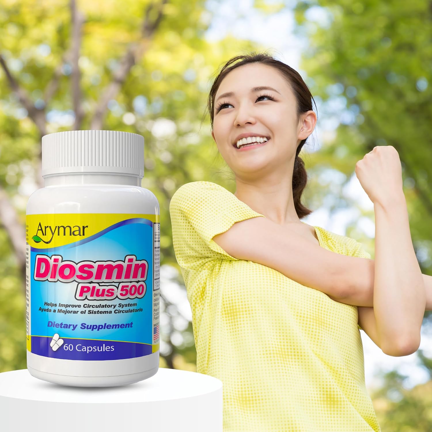 Arymar Diosmin 500mg con Complejo B - Fórmula Circulatoria para la Integridad de las Venas y el Flujo Sanguíneo Normal, 60 Cápsulas