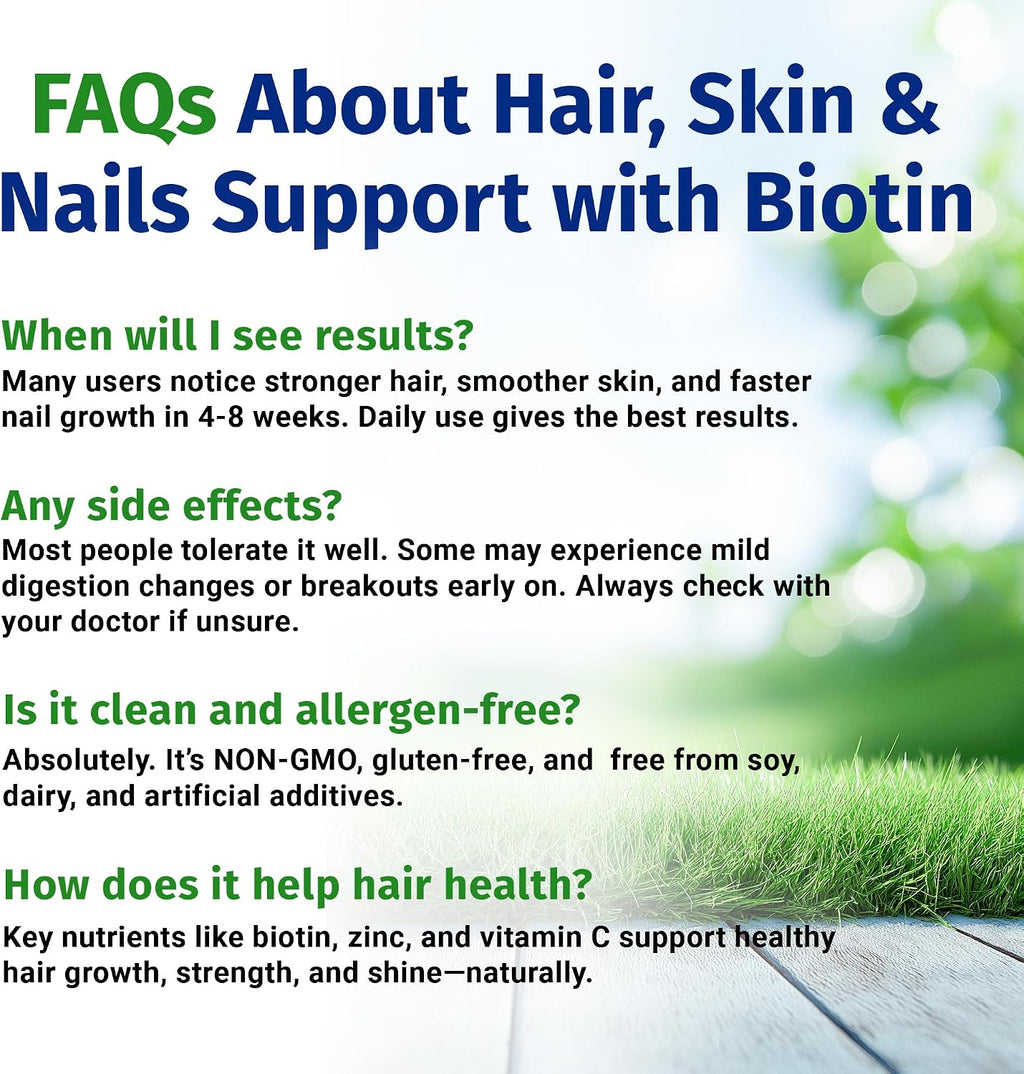 1 Body Hair, Skin, & Nails with Biotin, Vegan Vitamins, 60 Capsules