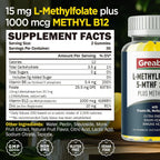 Gominolas de Metilfolato L con B12 Metilada - 5-MTHF 15 mg + Metilcobalamina 1000 mcg - 60 Gominolas Sin Azúcar