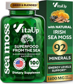 Cápsulas de Musgo de Mar Irlandés Silvestre con Bardana y Fuco - 60 Cápsulas Veganas - VitaUp
