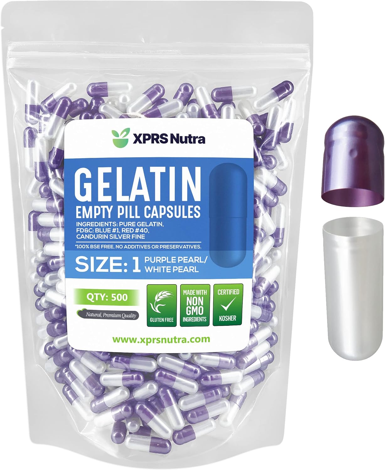 Cápsulas Vacías de Gelatina Tamaño 1 - 500 Unidades - XPRS Nutra