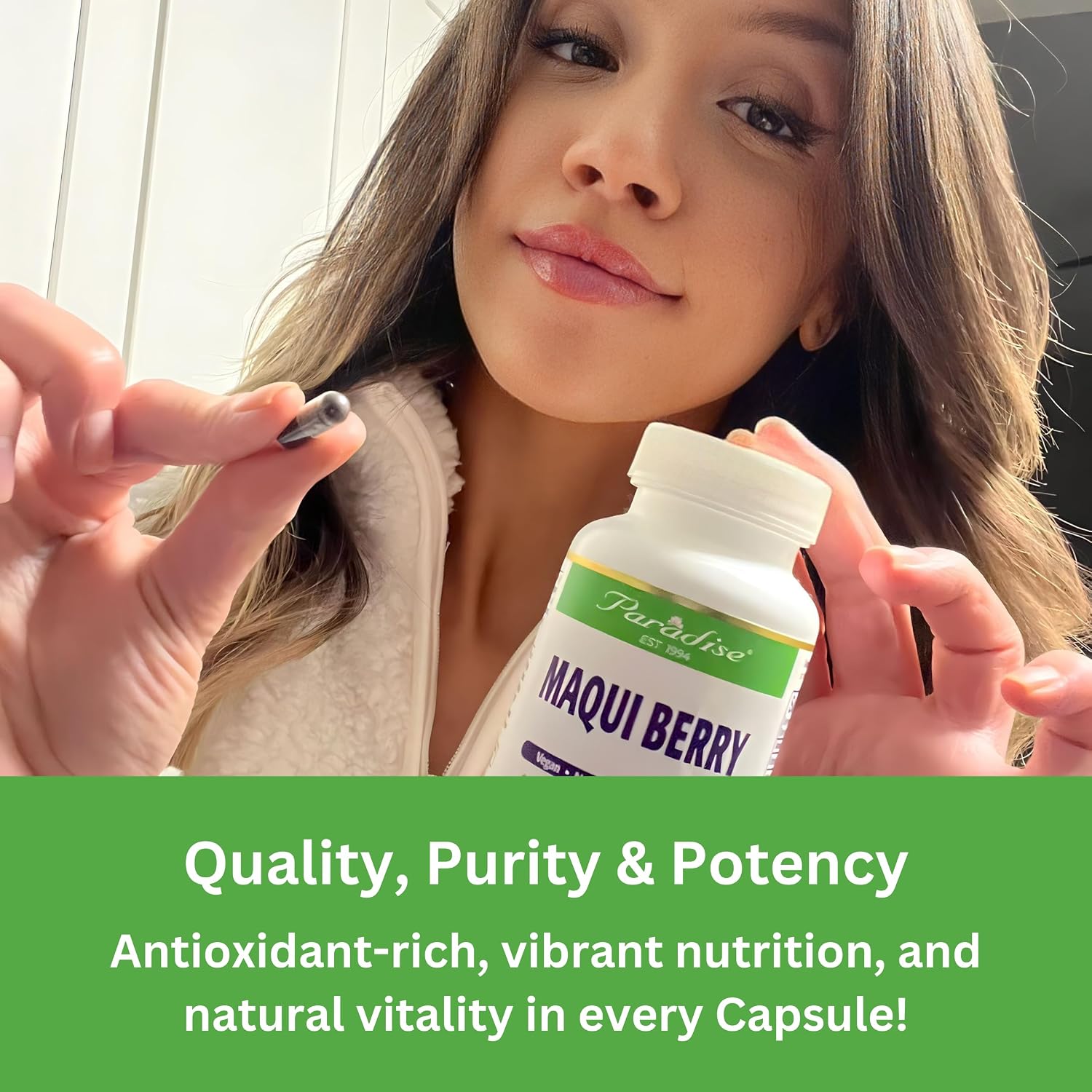 Paradise Herbs, Extracto Orgánico de Baya de Maqui, 400 mg, 60 Cápsulas