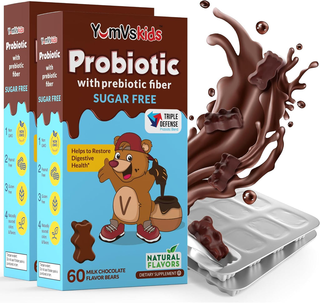 YUM-V'S - Multivitamínico infantil ositos de chocolate masticables - 60 unidades (paquete de 2)
