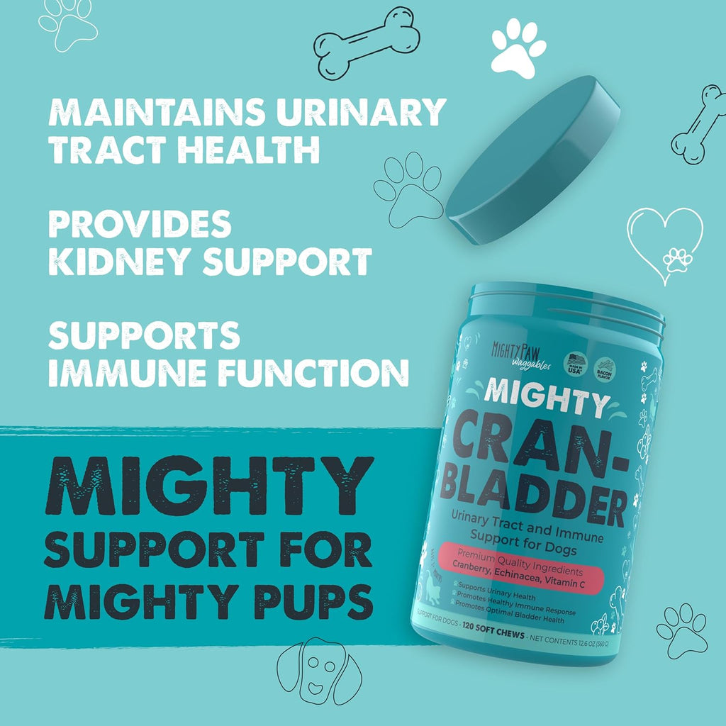 Mighty Paw Waggables Cran-Bladder - Complemento de arándano para perros (120 unidades)