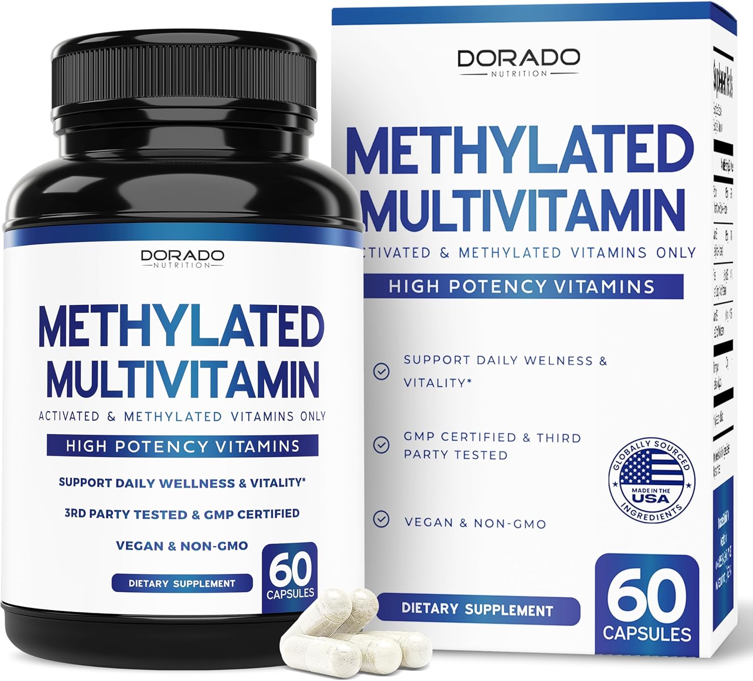 Multivitamínico Metilado - Complejo B Metilado con TMG y Metilfolato - Sin Gluten - 120 Cápsulas
