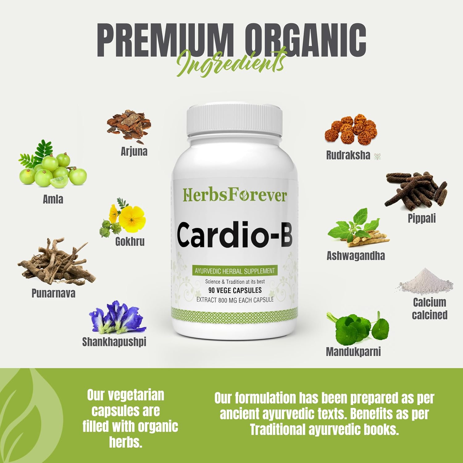 Herbsforever Cardio-B Suplemento Herbal Ayurvédico 90 Cápsulas Vegetales 800 mg