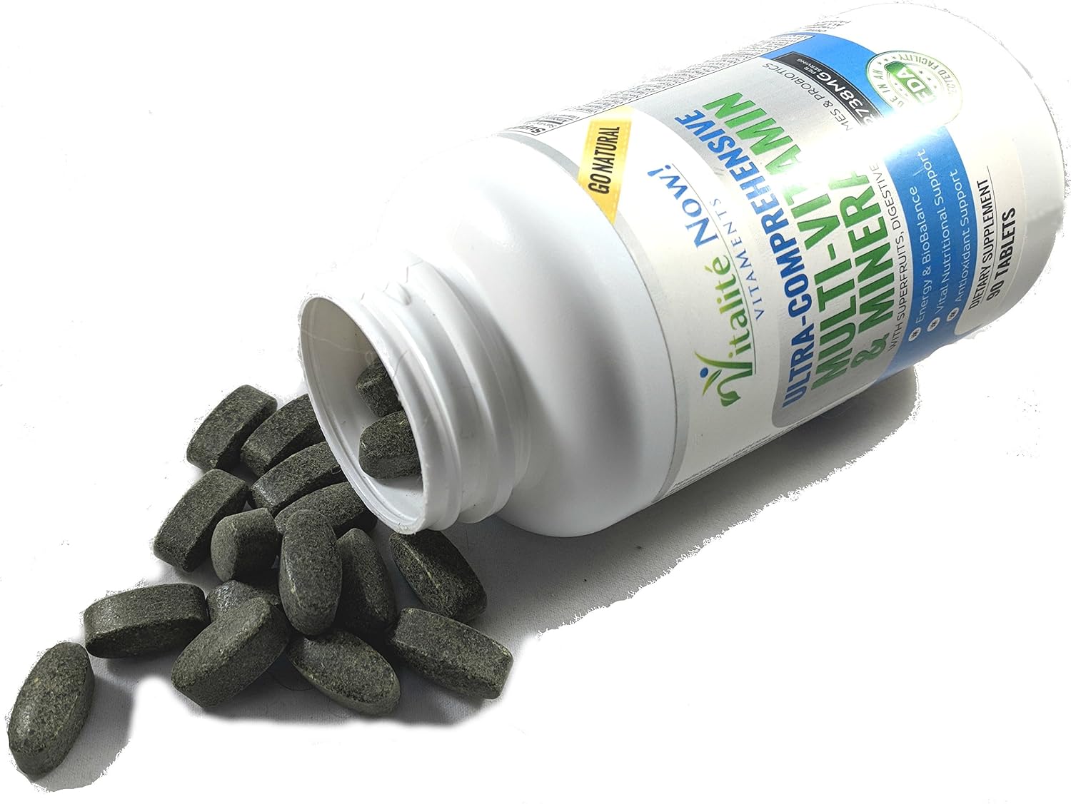 Vitalité Now! Multivitamínico Vegano Completo con Superalimentos, Hierbas, Verduras y Frutas Rojas - 90 Comprimidos