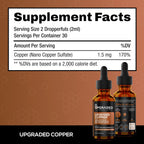 Upgraded Formulas Cobre Líquido con Nano Minerales - Cabello Saludable, Piel Nutrida y Equilibrio - Vegano, Paleo (60 ml)