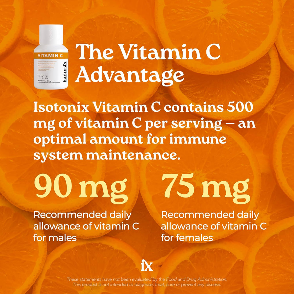 Isotonix Vitamin C Powder – 500 mg Vitamina C Tamponada con Beta Caroteno y Potasio, 90 porciones