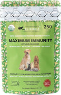 Complejo de Hongos para Perros y Gatos – 25%+ Beta-Glucanos – Mezcla de Extractos de Cuerpos Fructíferos (Cola de Pavo, Reishi, Maitake, Shiitake) – Apoyo Inmunitario y Digestivo – Sin Micelio, Sin Rellenos – 250 Servicios