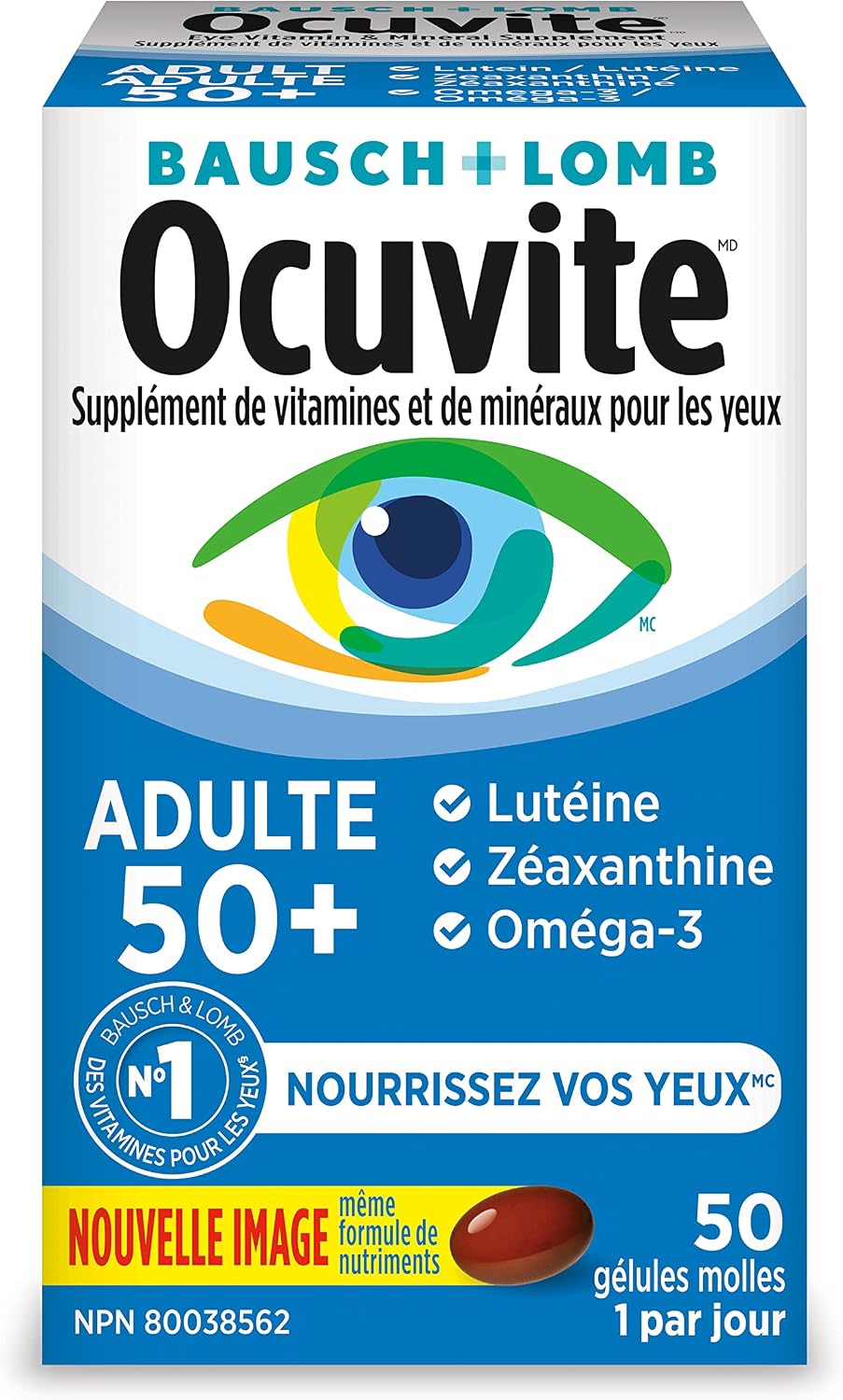 Ocuvite 50+ Suplemento Multivitamínico para la Visión, 50 Cápsulas Blandas
