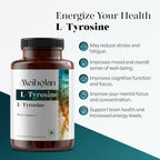 L-Tirosina 500mg – Suplemento Natural de L-Tirosina para Enfoque Mental y Energía – No GMO y Sin Gluten – 60 Cápsulas Veganas