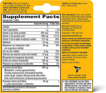 Airborne Vitamina C 1000 mg con Zinc - 30 Comprimidos Efervescentes Sabor Naranja – Image 2