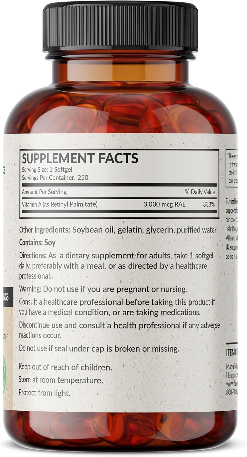 Futurebiotics Vitamina A 10,000 UI, 250 Cápsulas Blandas